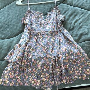Altar'd State Blue and Pink Floral romper Dress